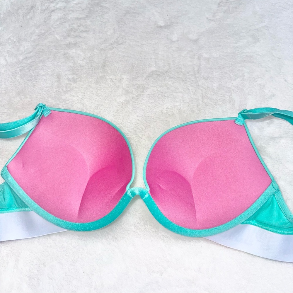 NWT! PINK Super Push-up Bra + Shortie Panty in Ice Teal - Picture 4 of 12